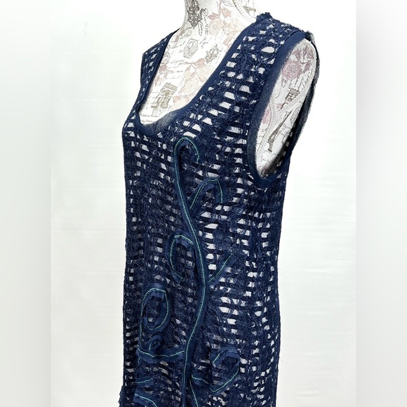 MEADOW‎ RUE for ANTHROPOLOGIE Navy blue lace tunic top size XL. - Picture 6 of 14